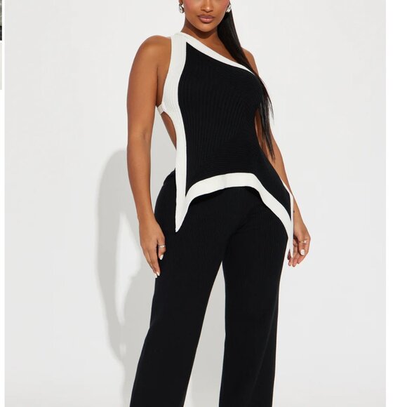 Kara Sweater Pant Set - Black/White - Picture 1 of 5